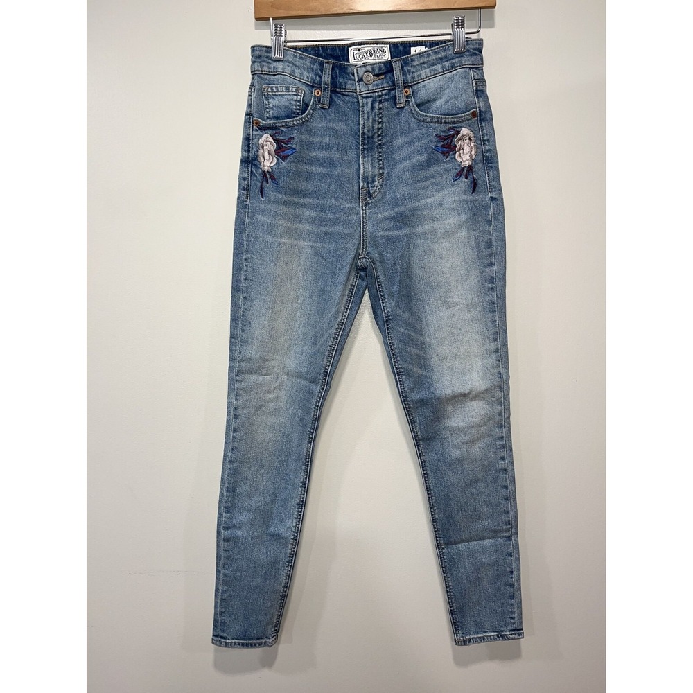 Lucky Brand Womens Embroidered Jeans Blue Denim Size 4/27